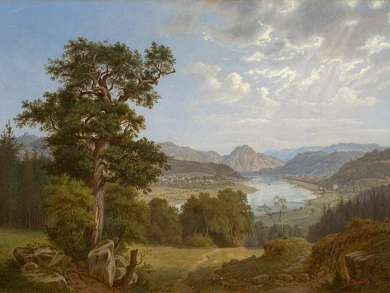 1832-Ernst Gustav Doerell - La valle dell'Elba vicino ad Aussig